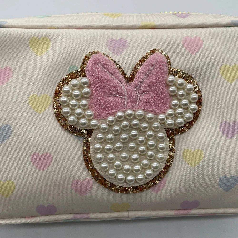 Stoney Clover Lane Disney Minnie Mouse Pastel Hearts Small Pouch Cosmetic Bag